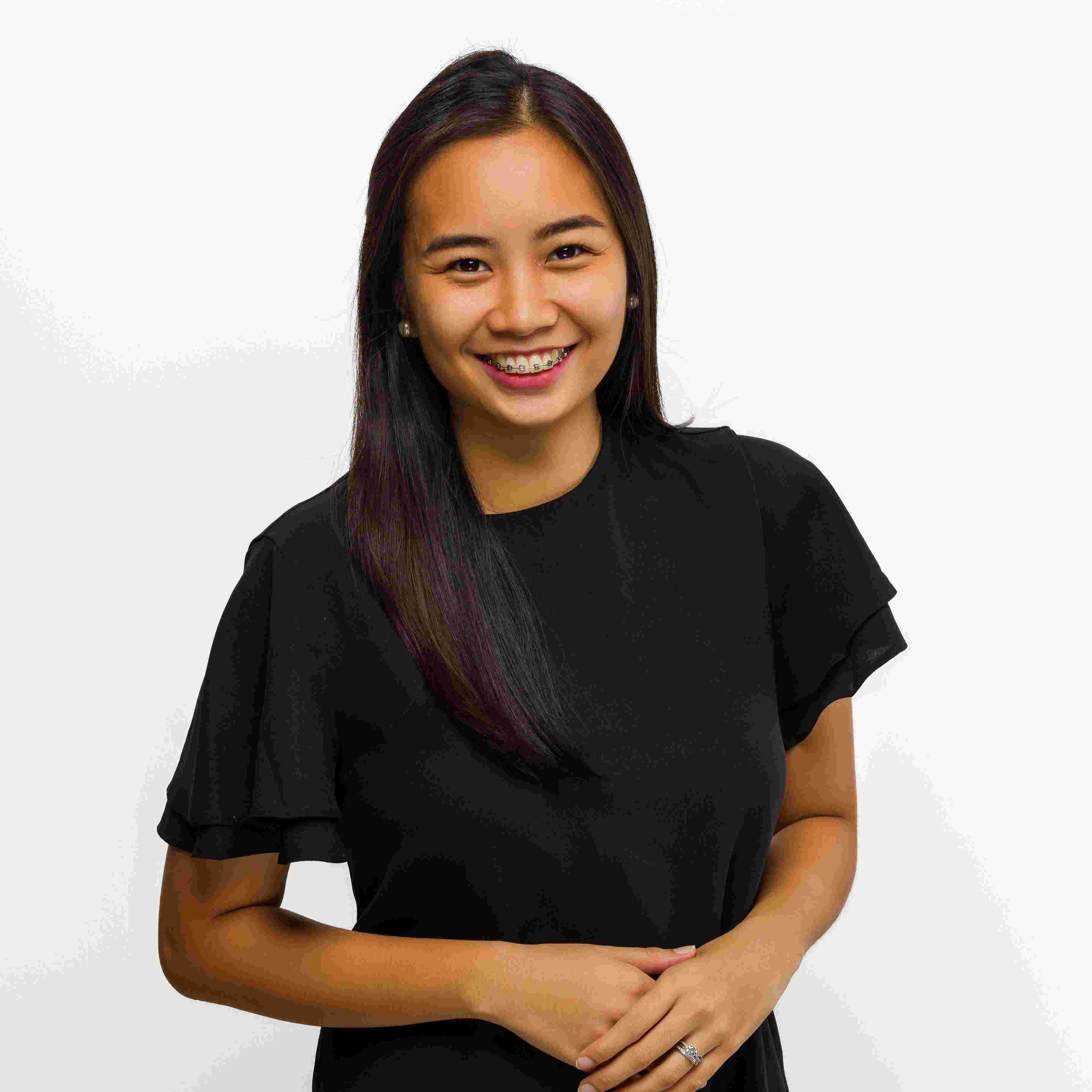 long hair girl smiling
