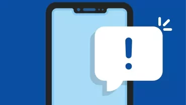 Illustration of smartphone with exclamation bubble